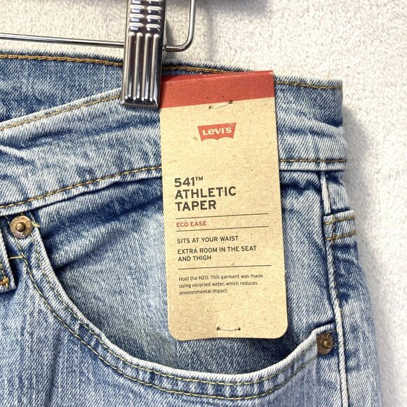 Levi's 541 Athletic Taper Jeans Mens 34x32 Light Wash Stretch Denim Eco Ease - Picture 8 of 16